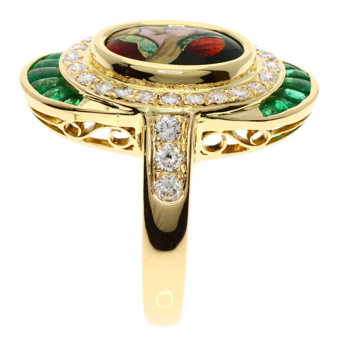 MITSUO KAJI   Ring Emerald Diamond K18 Yellow Gold Ladies