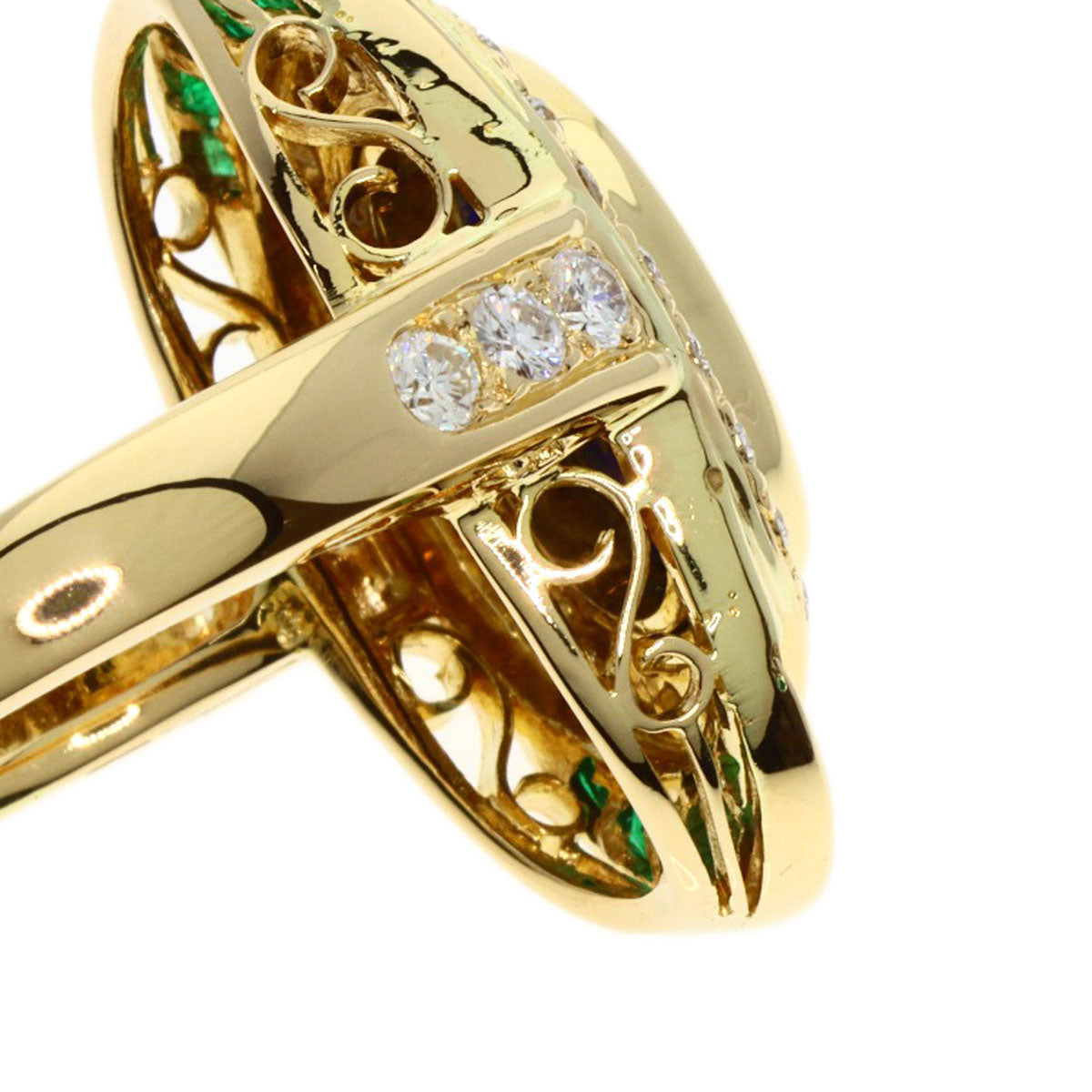 MITSUO KAJI   Ring Emerald Diamond K18 Yellow Gold Ladies