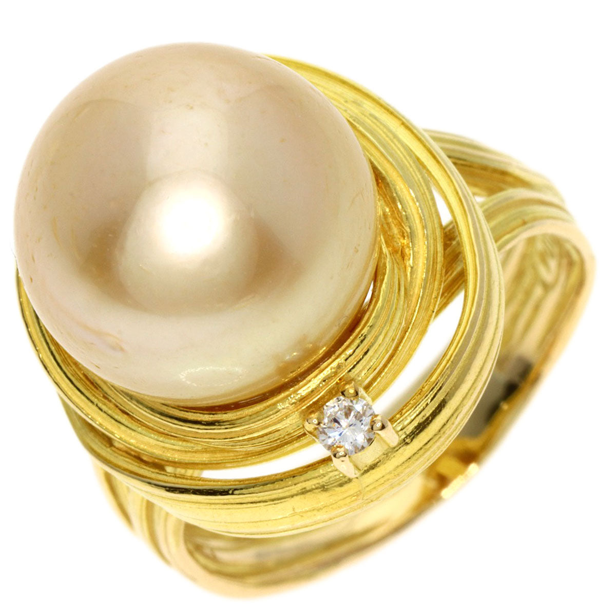 TASAKI   Ring Golden  Pearl Diamond K18 Yellow Gold Ladies