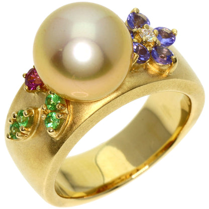 TASAKI   Ring Golden Pearl Multicolor Diamond K18 Yellow Gold Ladies