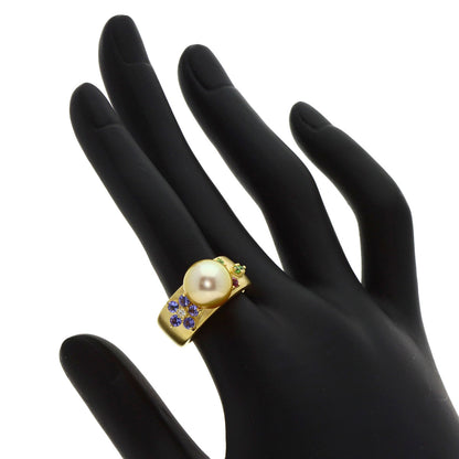 TASAKI   Ring Golden Pearl Multicolor Diamond K18 Yellow Gold Ladies