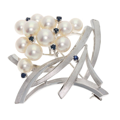 TASAKI   Brooch Akoya Pearl Pearl Sapphire K14 White Gold Ladies