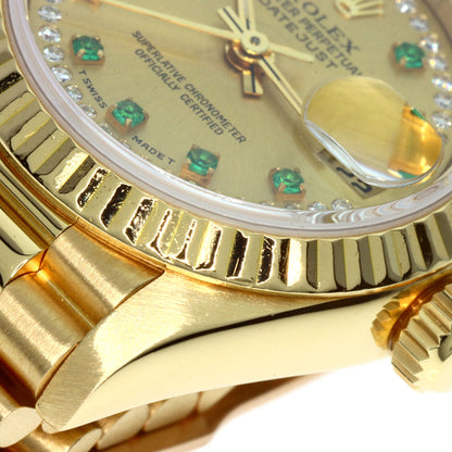 ROLEX Datejust 10P Emerald BezelDiamond Manufacturer Complete Watches 69178LE K18 Yellow Gold/18K Yellow Gold Ladies