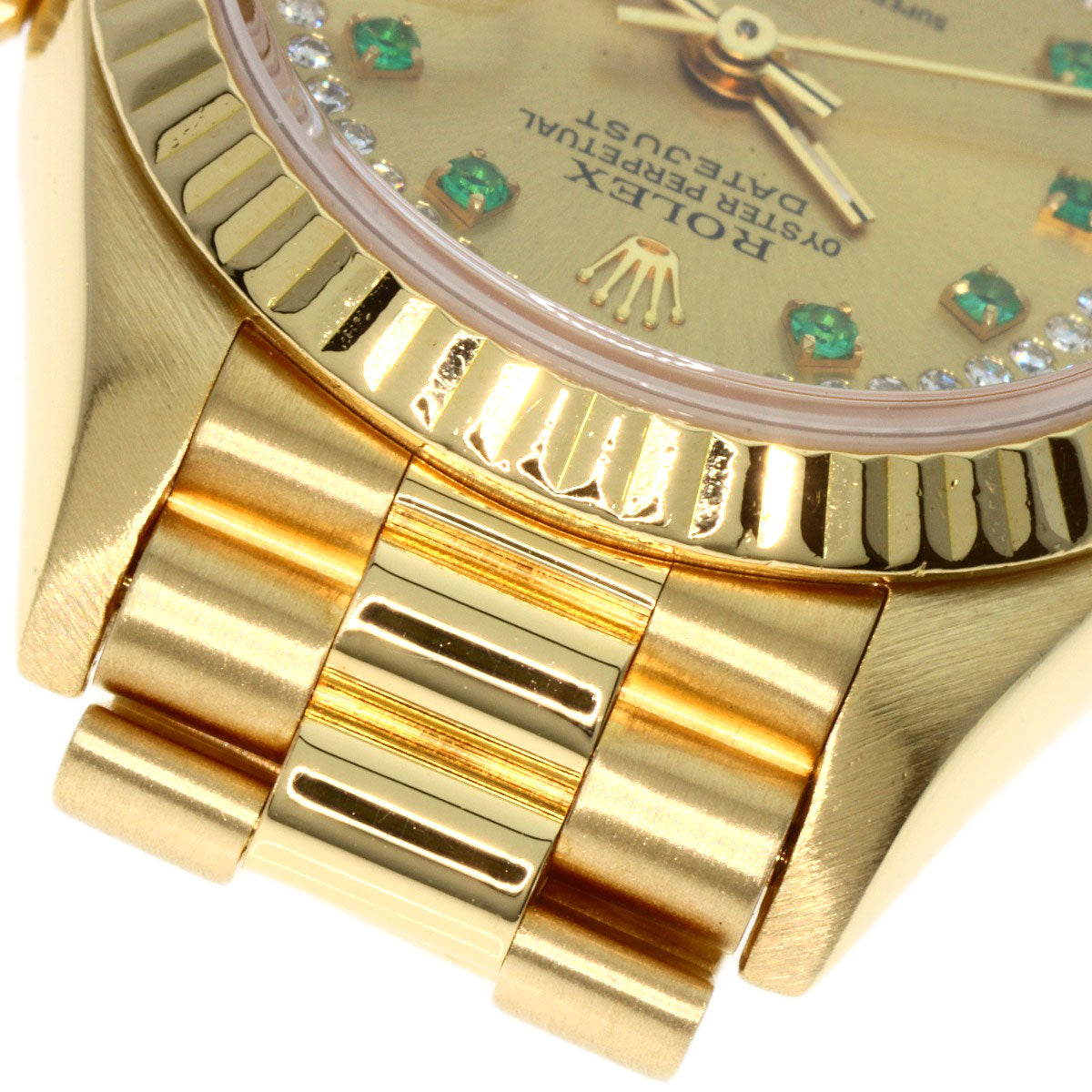 ROLEX Datejust 10P Emerald BezelDiamond Manufacturer Complete Watches 69178LE K18 Yellow Gold/18K Yellow Gold Ladies