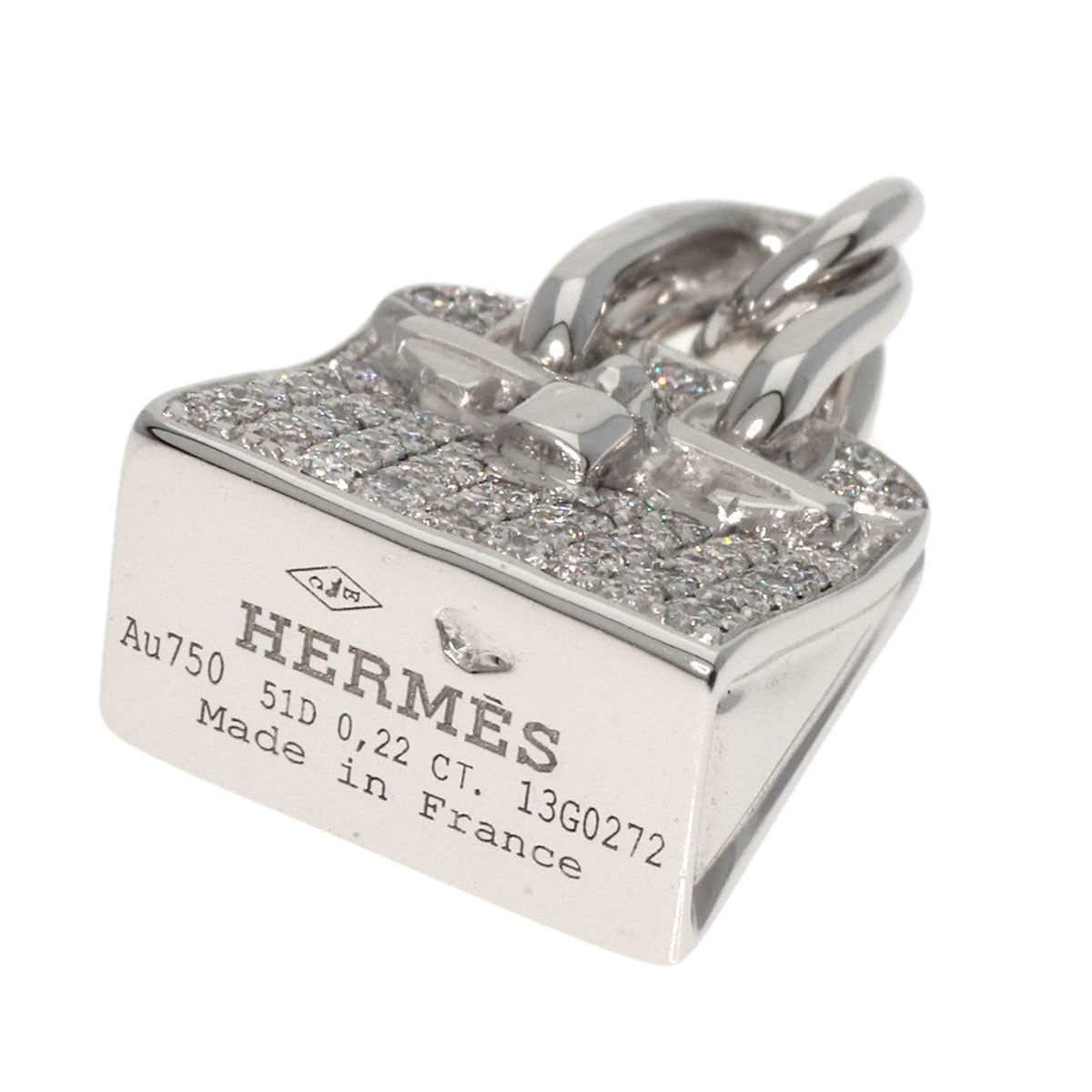 HERMES   Pendant top Amulet Birkin Pave Diamond K18 White Gold Ladies