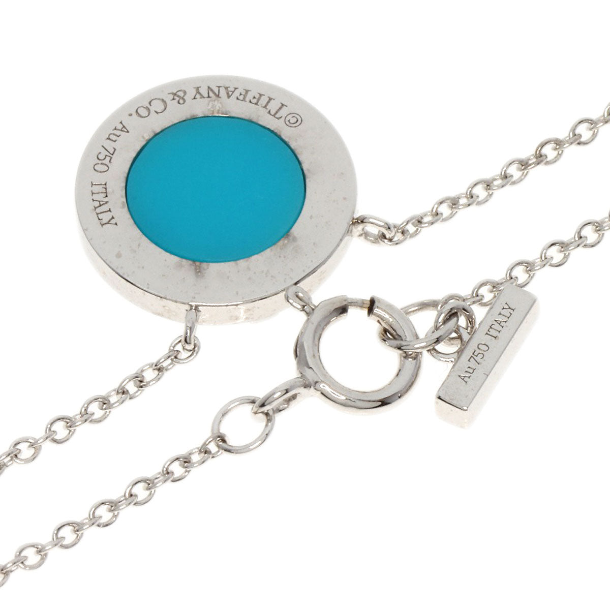 TIFFANY&Co.   Necklace T TWO Turquoise Circle 2022 Christmas Limited K18 White Gold Ladies