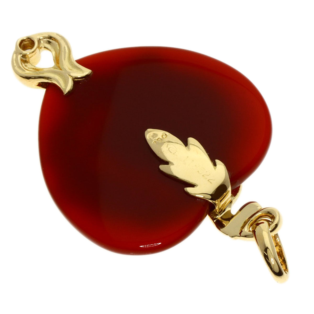 Carrera y Carrera   Pendant top Carnelian Diamond Moon and Girl K18 Yellow Gold Ladies