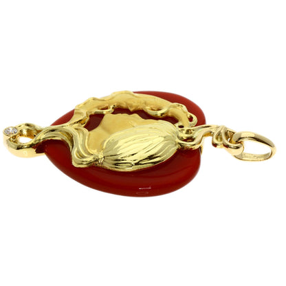 Carrera y Carrera   Pendant top Carnelian Diamond Moon and Girl K18 Yellow Gold Ladies