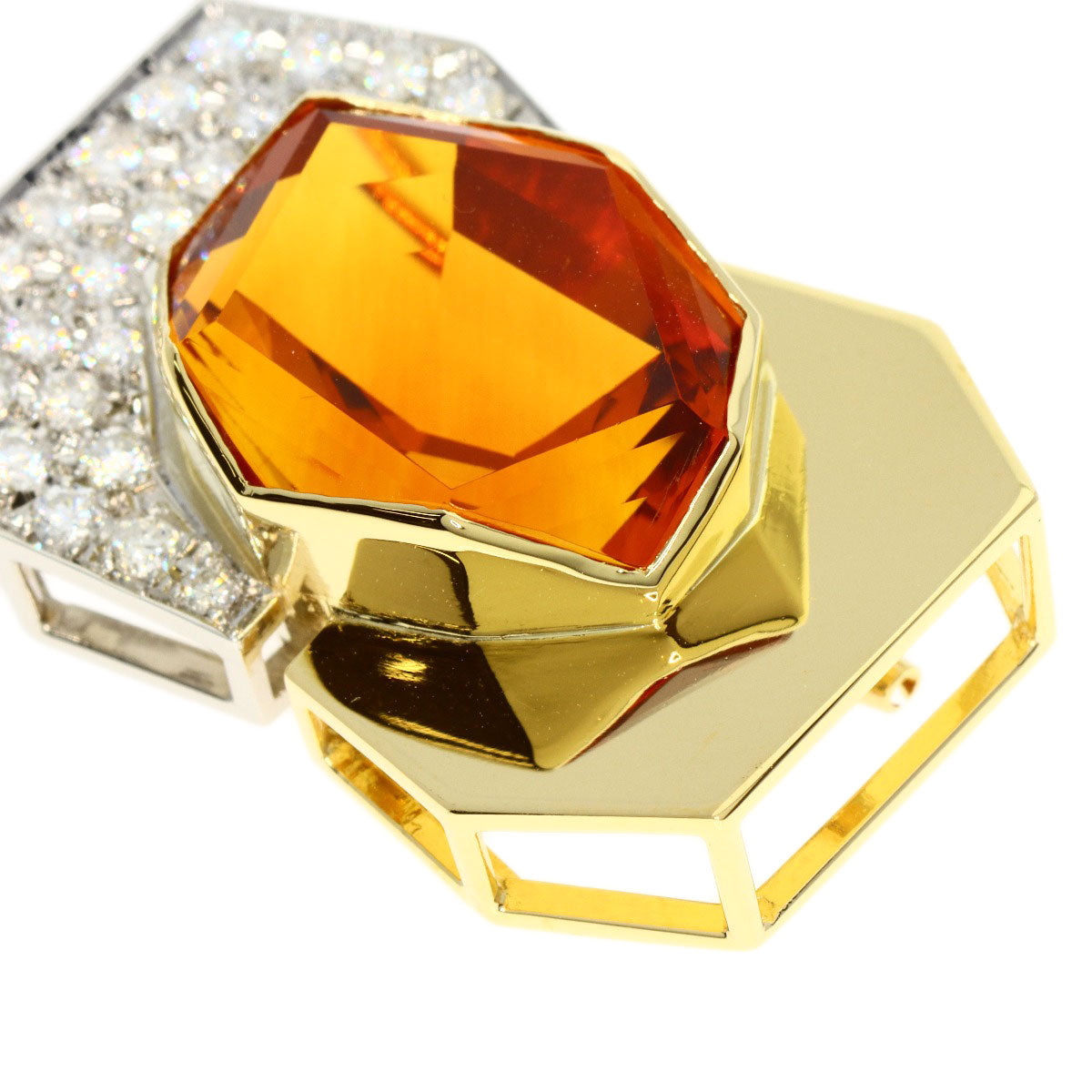 TASAKI   Brooch Citrin Diamond K18 Yellow Gold PT900Ladies