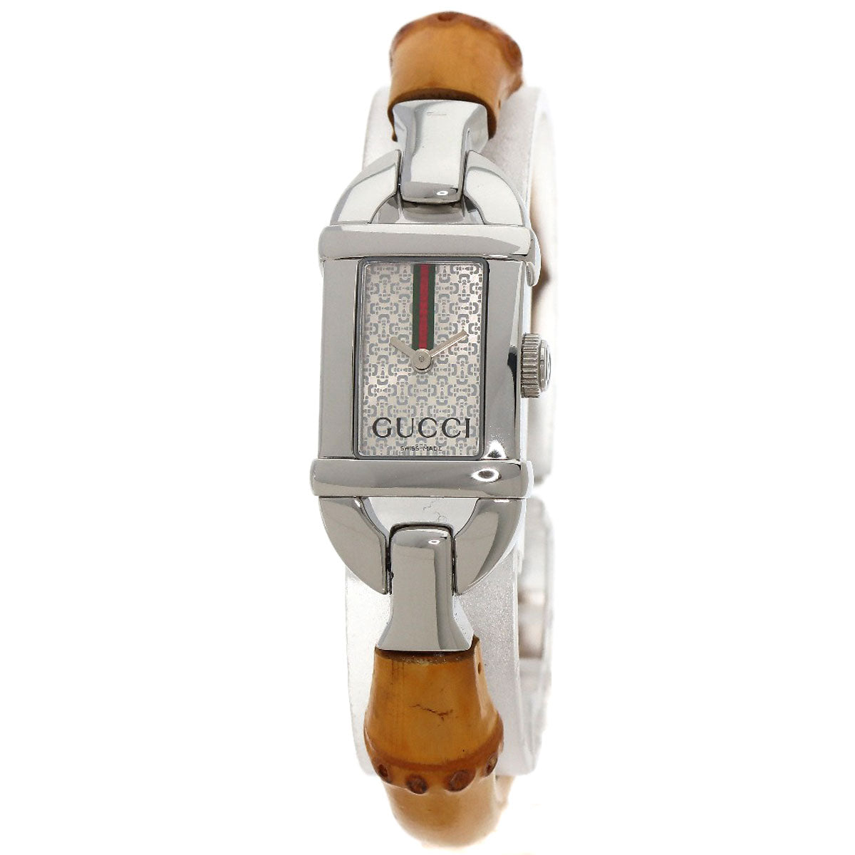 GUCCI Shelly Line Square Face Watches 6800L  Stainless Steel/Bamboo Ladies