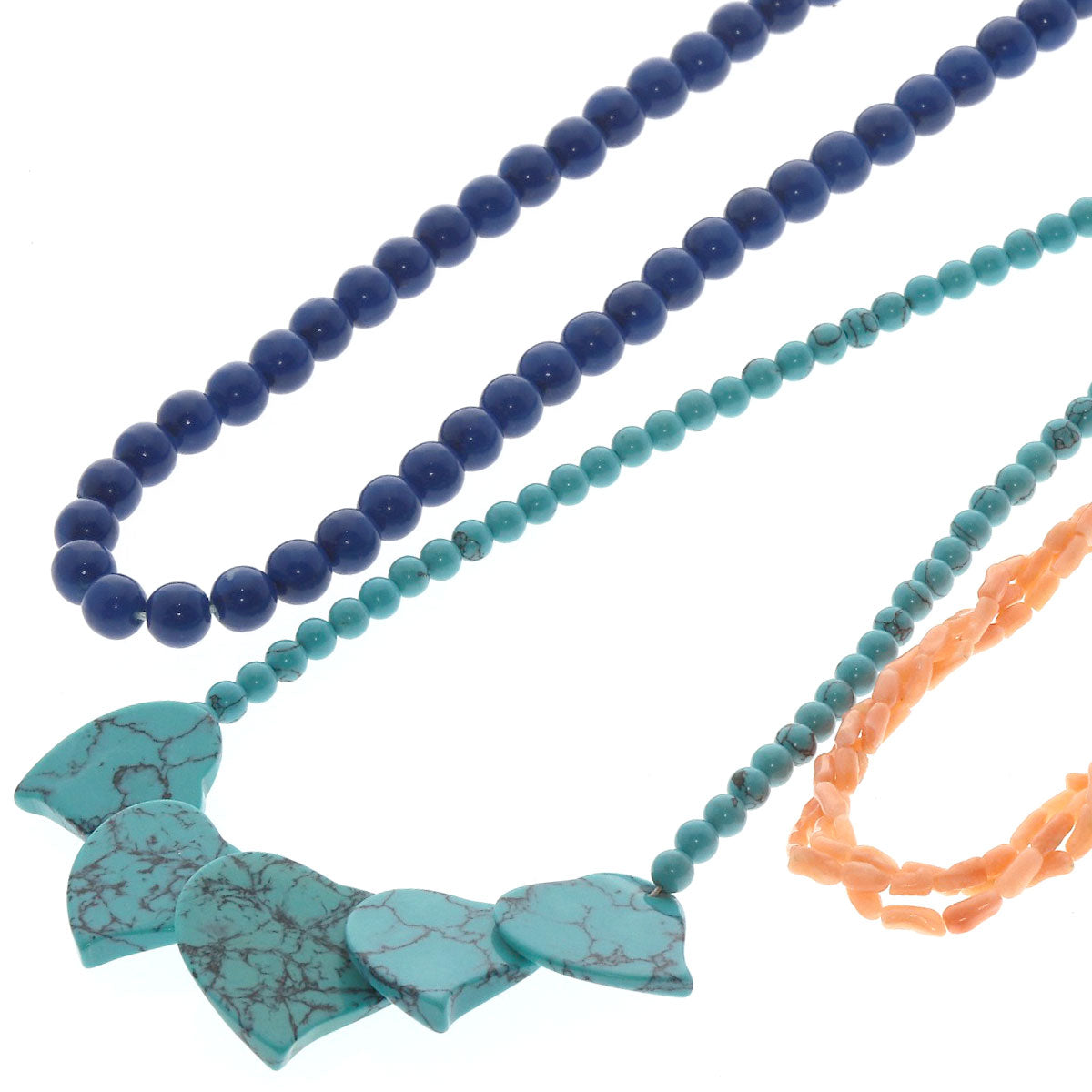 Coral Coral turquoise style Lapis style Set of 3 Necklace Metal  g　Ladies