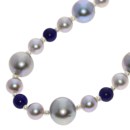 Golden Pearl Pearl Lapis Lazuli & Azure stone Amethyst 3-piece set Necklace Metal  g　Ladies