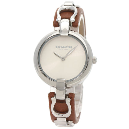 COACH Round face Watches CA127.7.14.1644 Stainless Steel/SSxLeather Ladies