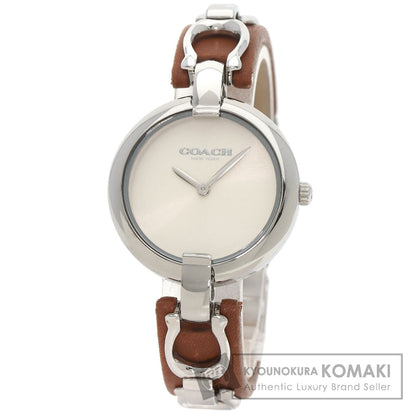 COACH Round face Watches CA127.7.14.1644 Stainless Steel/SSxLeather Ladies