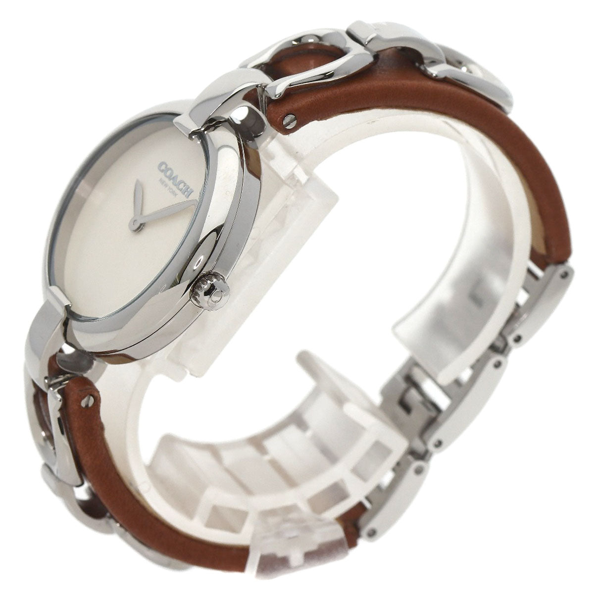 COACH Round face Watches CA127.7.14.1644 Stainless Steel/SSxLeather Ladies