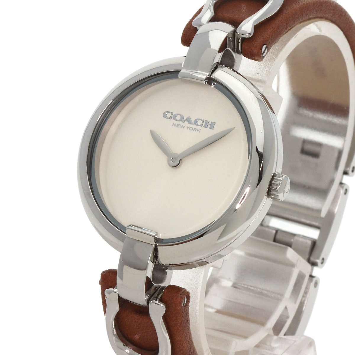 COACH Round face Watches CA127.7.14.1644 Stainless Steel/SSxLeather Ladies