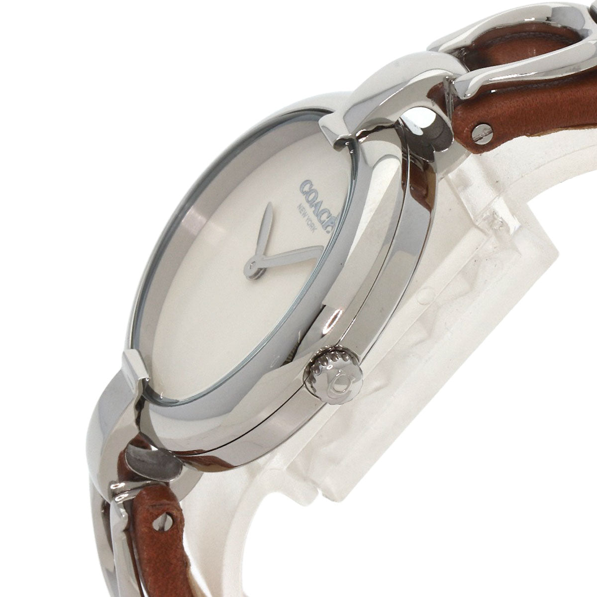 COACH Round face Watches CA127.7.14.1644 Stainless Steel/SSxLeather Ladies