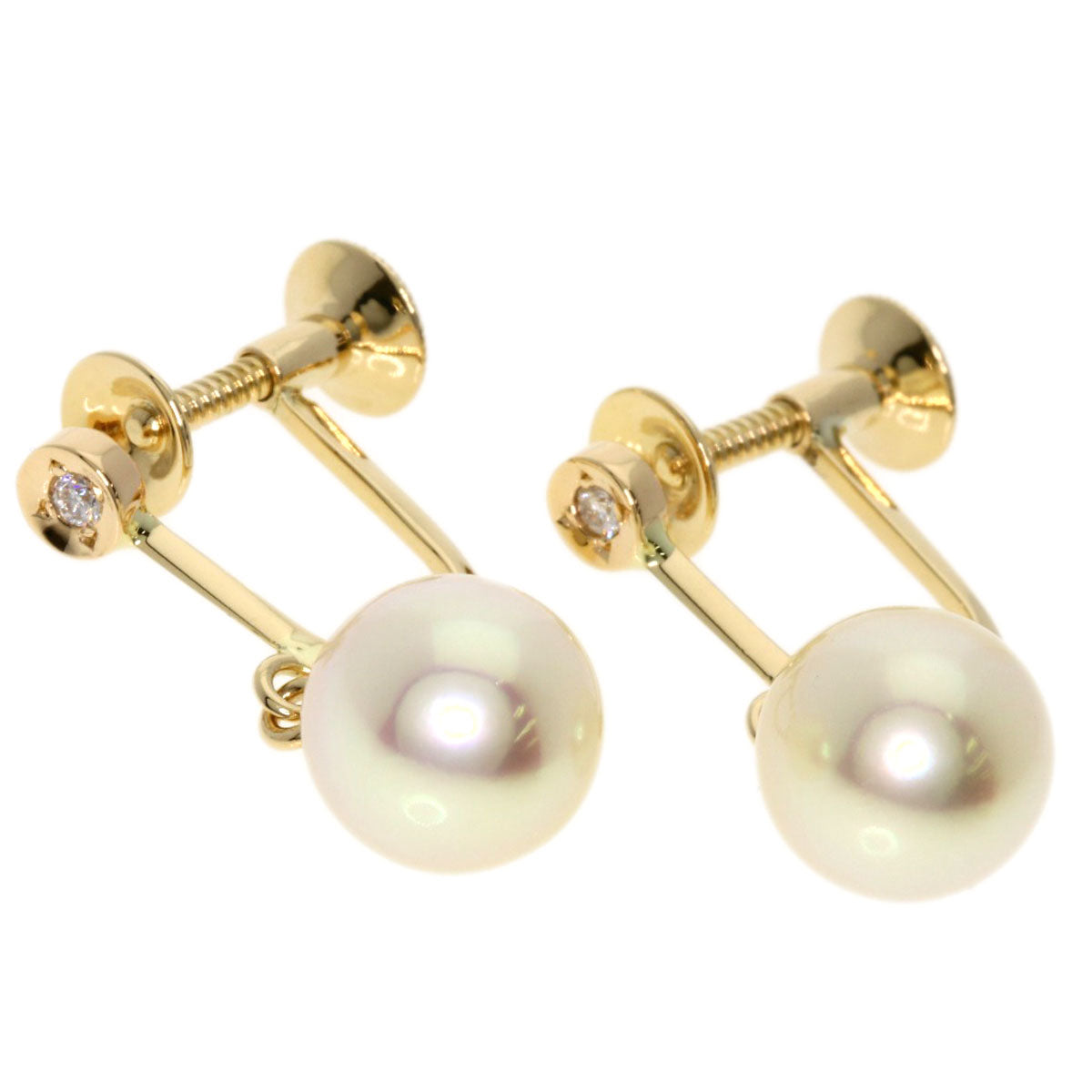 TASAKI   Earring Akoya Pearl Pearl Diamond K14 Yellow Gold Ladies