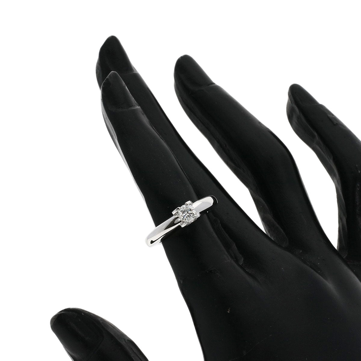 CARTIER   Ring C de Solitaire Diamond #46 K18 White Gold Ladies