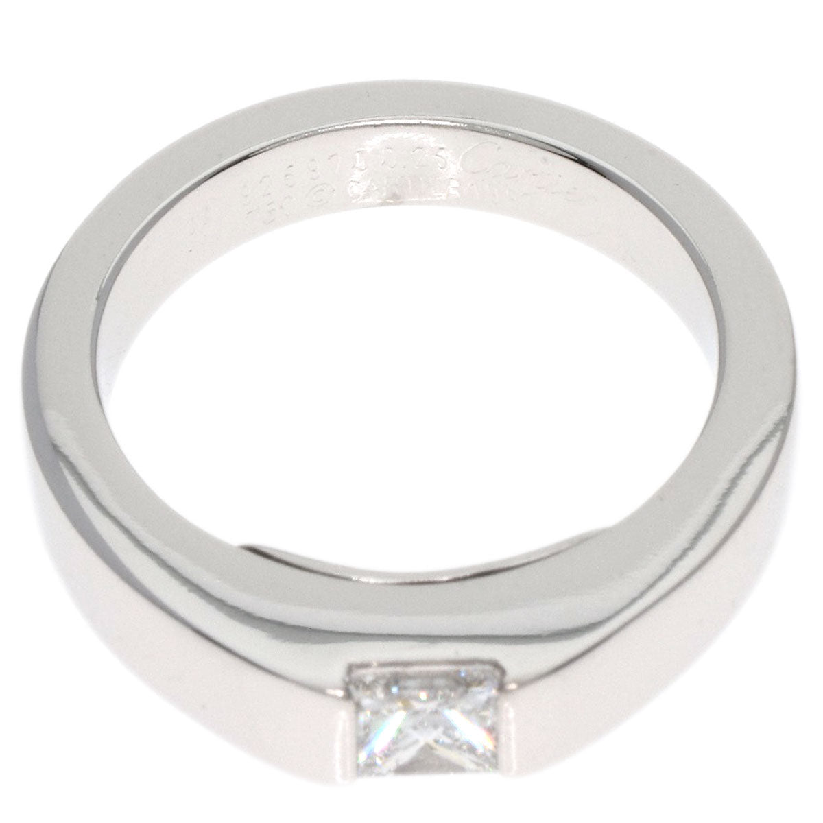 CARTIER   Ring Tank Diamond #44 K18 White Gold Ladies