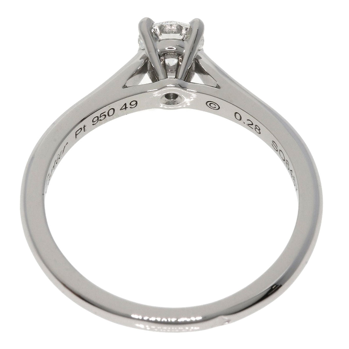 CARTIER   Ring Solitaire 1P Diamond #49 Platinum PT950 Ladies