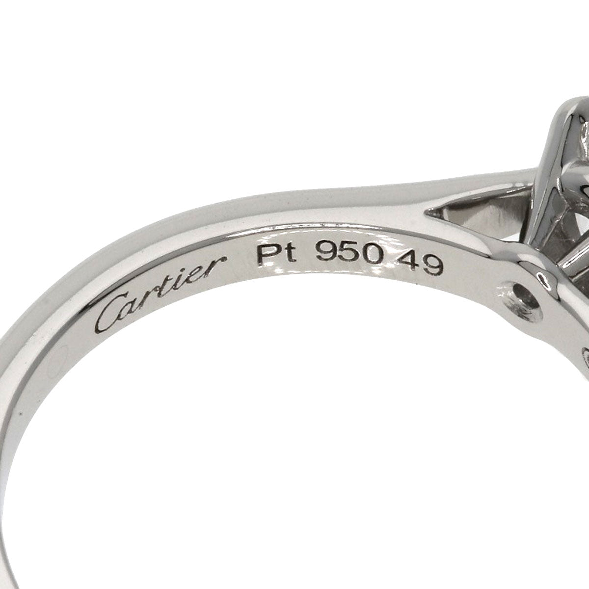 CARTIER   Ring Solitaire 1P Diamond #49 Platinum PT950 Ladies