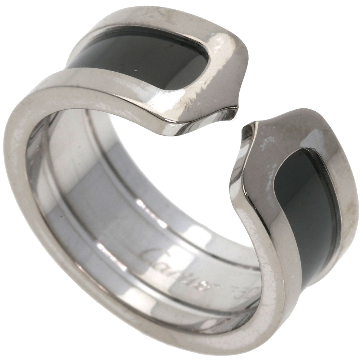 CARTIER   Ring C2 ring black lacquer # 55 K18 White Gold Ladies