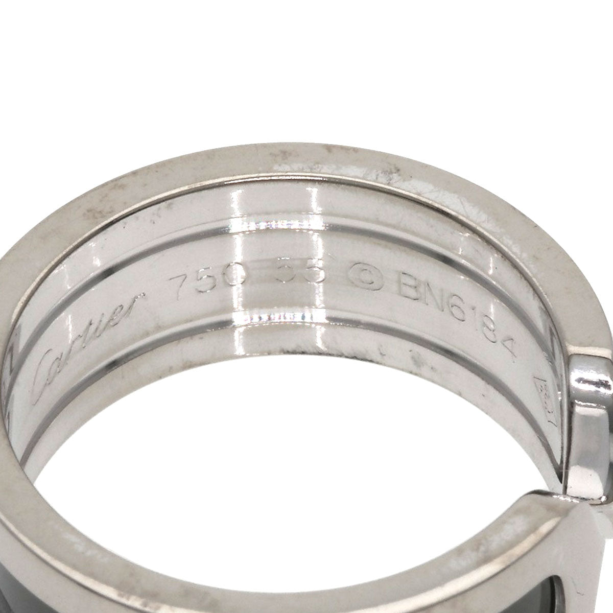 CARTIER   Ring C2 ring black lacquer # 55 K18 White Gold Ladies