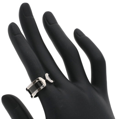 CARTIER   Ring C2 ring black lacquer # 55 K18 White Gold Ladies