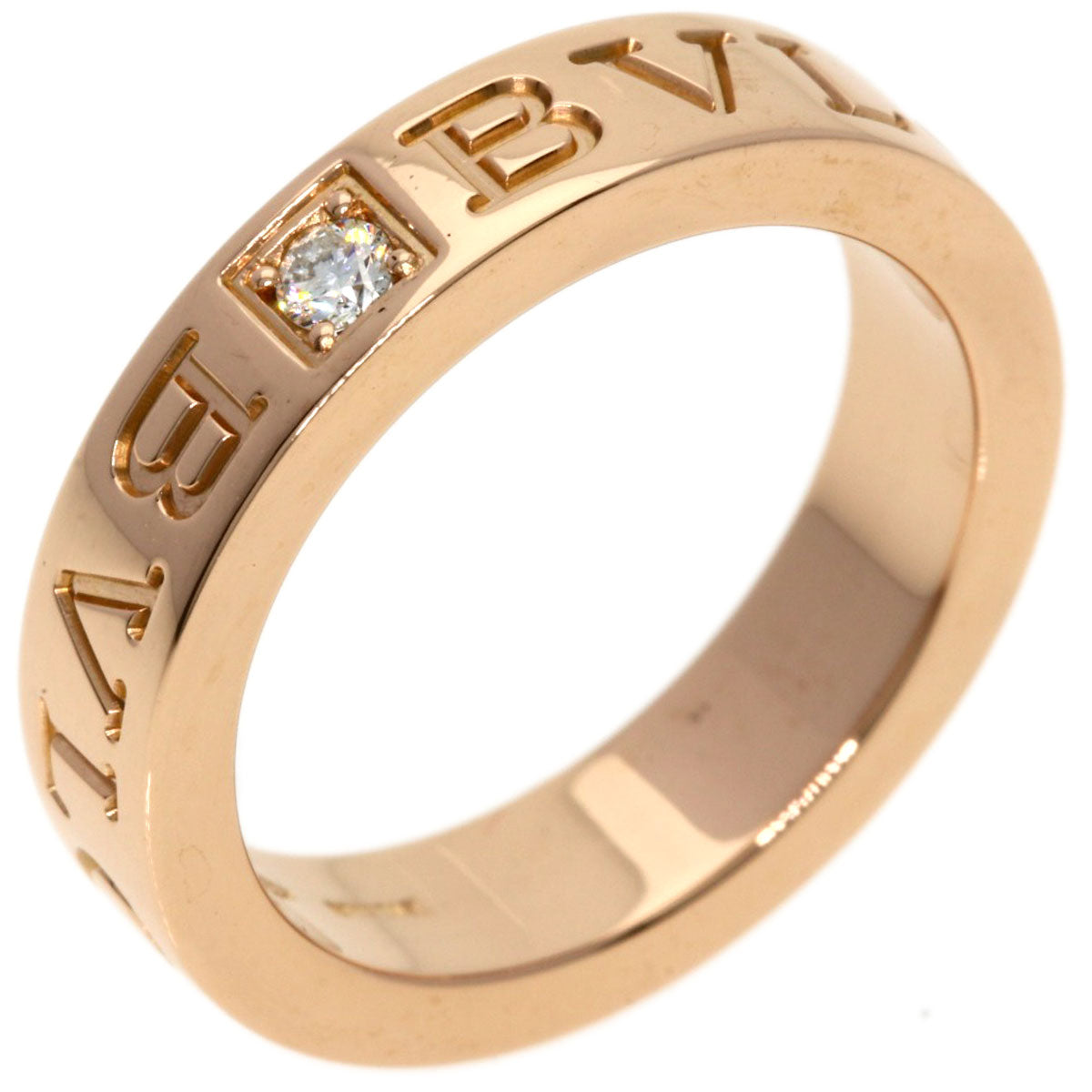 BVLGARI   Ring Double Logo 1P Diamond K18 Pink Gold Ladies