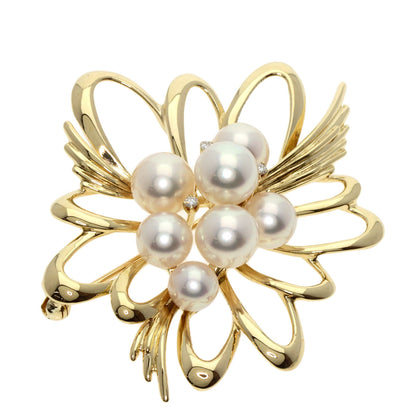 MIKIMOTO   Brooch Pearl Pearl Diamond K14 Yellow Gold Ladies