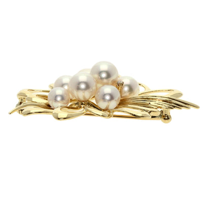 MIKIMOTO   Brooch Pearl Pearl Diamond K14 Yellow Gold Ladies