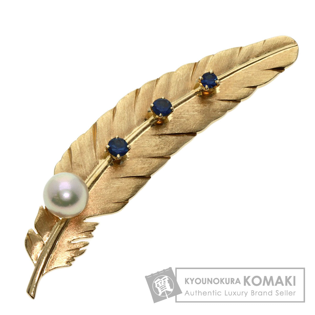 MIKIMOTO   Brooch Pearl Pearl Feather Motif K14 Yellow Gold Ladies