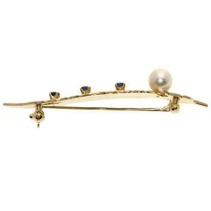 MIKIMOTO   Brooch Pearl Pearl Feather Motif K14 Yellow Gold Ladies