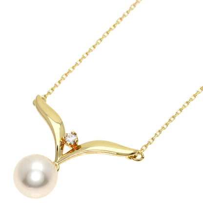 MIKIMOTO   Necklace Pearl Pearl 1P Diamond K18 Yellow Gold Ladies