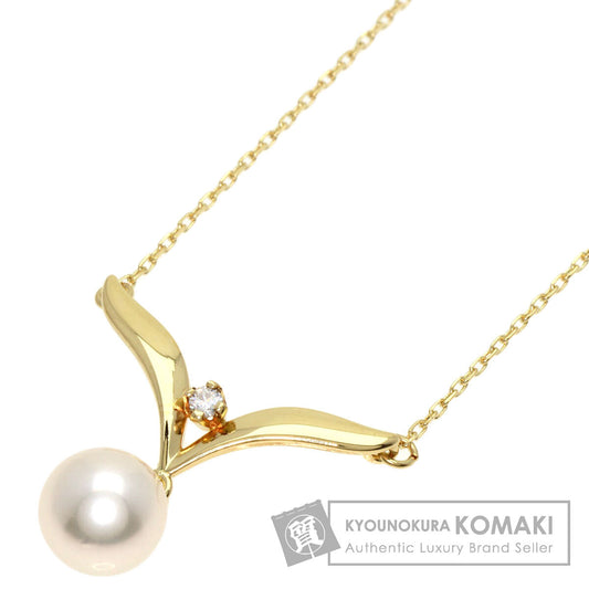 MIKIMOTO   Necklace Pearl Pearl 1P Diamond K18 Yellow Gold Ladies