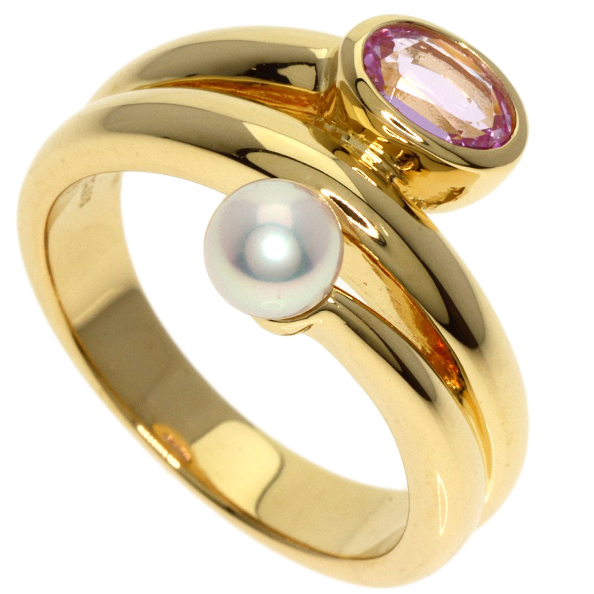 MIKIMOTO   Ring Pearl Pearl Kunzite K18 Yellow Gold Ladies