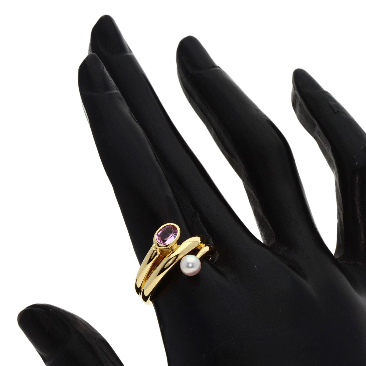 MIKIMOTO   Ring Pearl Pearl Kunzite K18 Yellow Gold Ladies