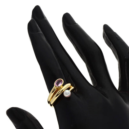 MIKIMOTO   Ring Pearl Pearl Kunzite K18 Yellow Gold Ladies