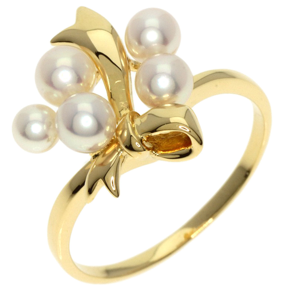 MIKIMOTO   Ring Baby Pearl Ribbon K18 Yellow Gold Ladies