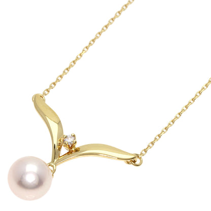 MIKIMOTO   Necklace Pearl Pearl 1P Diamond K18 Yellow Gold Ladies