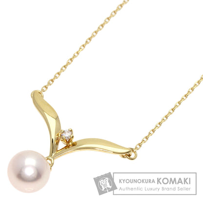 MIKIMOTO   Necklace Pearl Pearl 1P Diamond K18 Yellow Gold Ladies