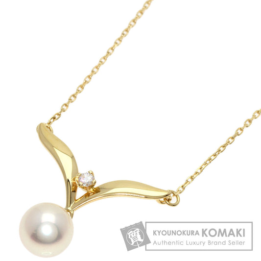 MIKIMOTO   Necklace Pearl Pearl 1P Diamond K18 Yellow Gold Ladies