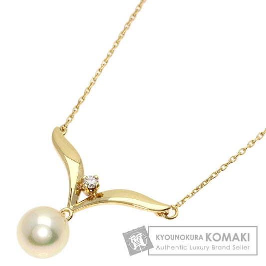 MIKIMOTO   Necklace Pearl Pearl 1P Diamond K18 Yellow Gold Ladies