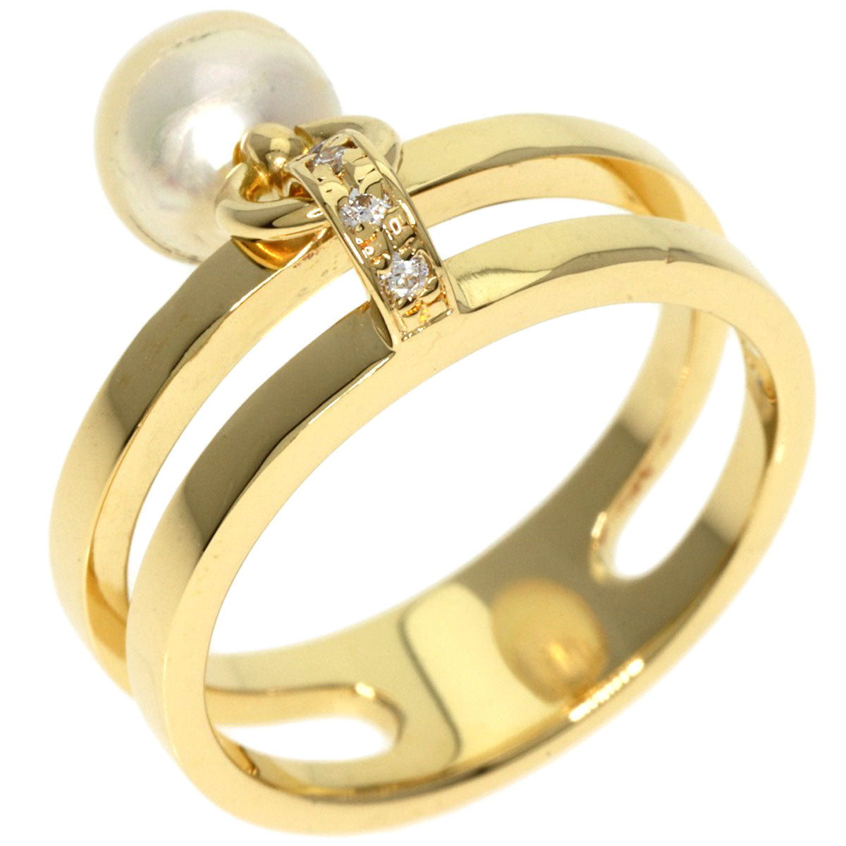 MIKIMOTO   Ring Pearl Pearl Diamond K18 Yellow Gold Ladies