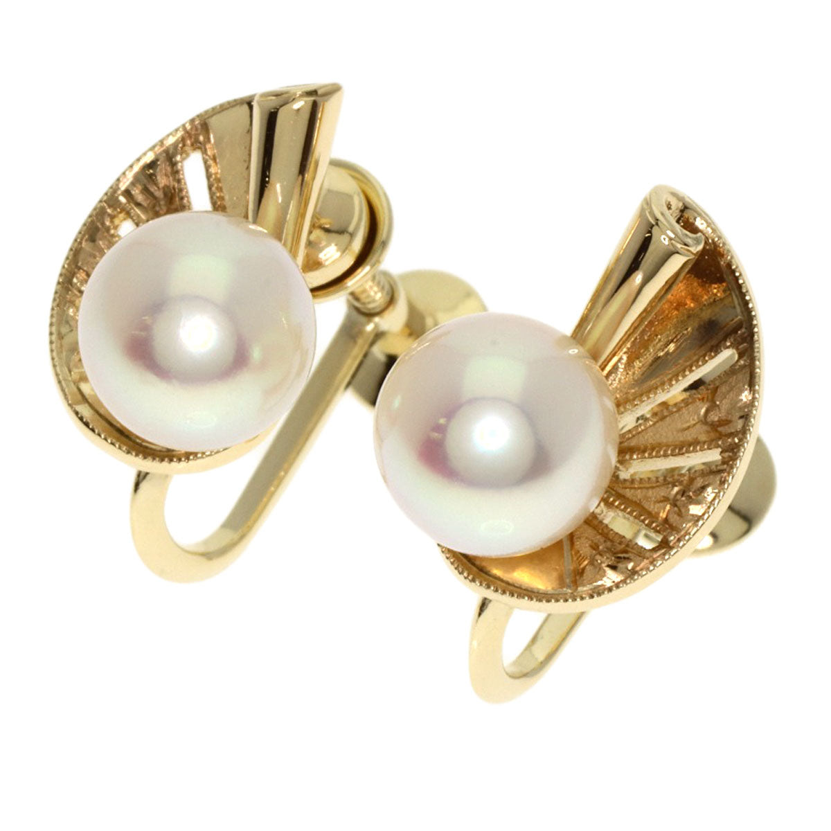 MIKIMOTO   Earring Pearl Pearl K14 Yellow Gold Ladies