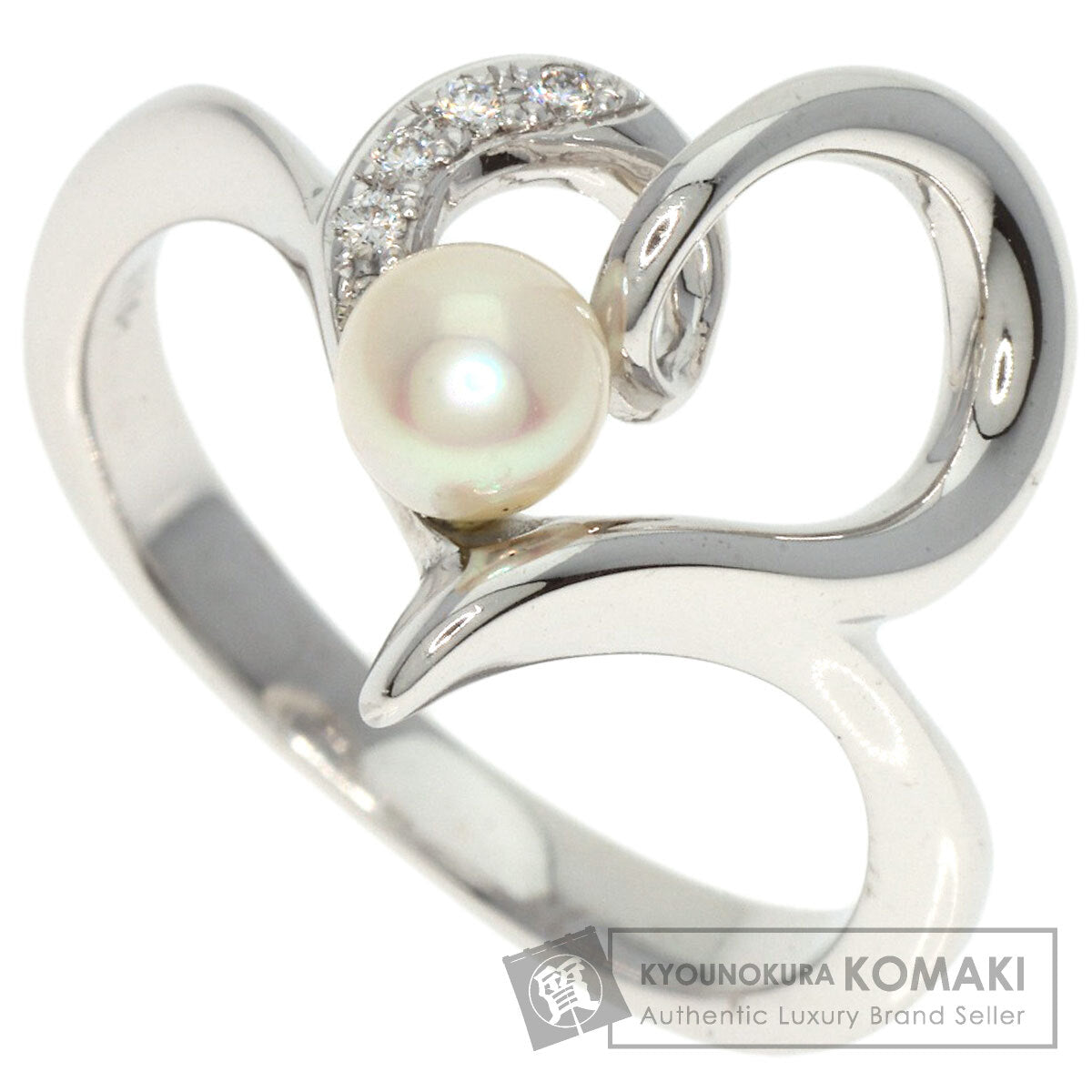 MIKIMOTO   Ring Heart Motif Baby Pearl Pearl Diamond K18 White Gold Ladies