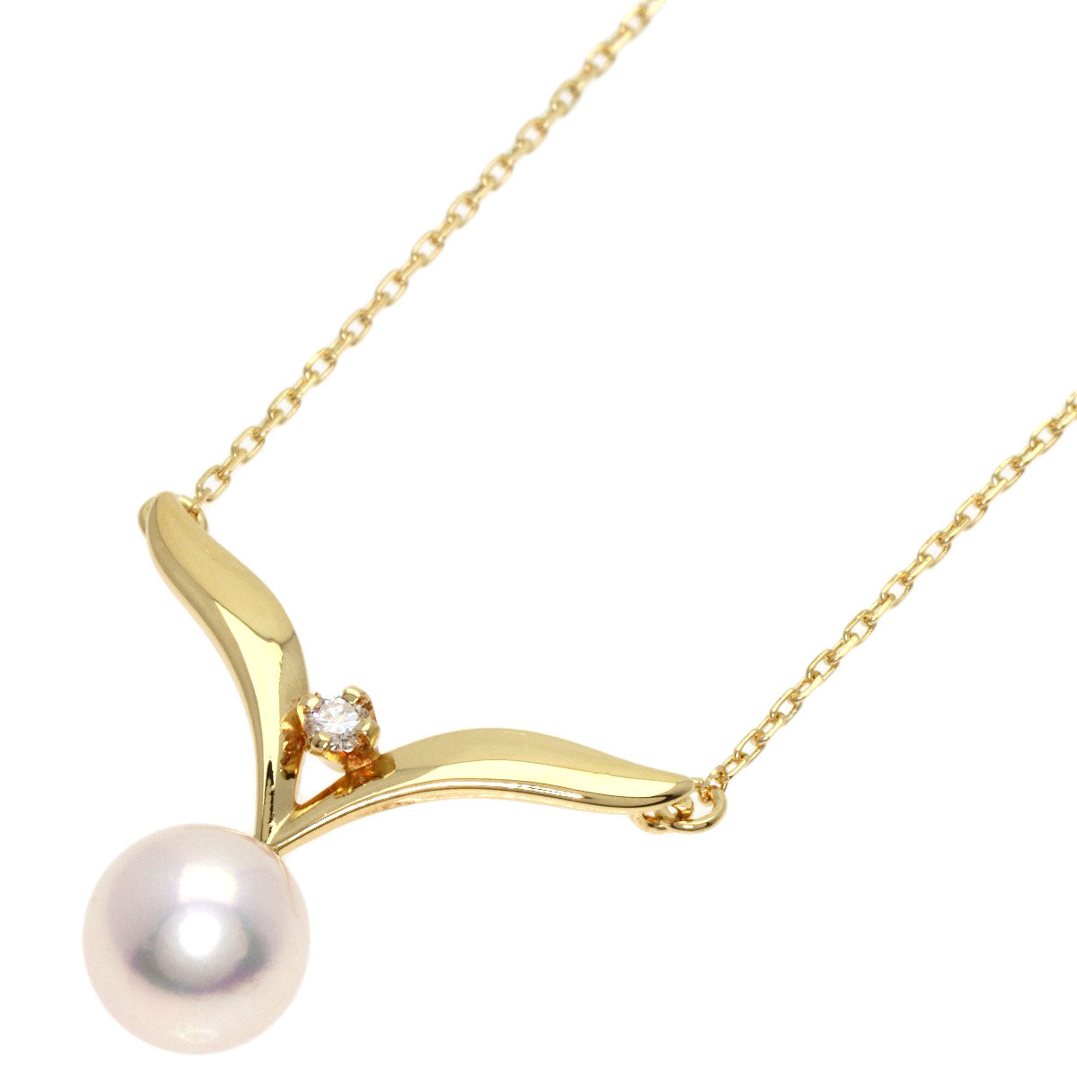 MIKIMOTO   Necklace Pearl Pearl 1P Diamond K18 Yellow Gold Ladies