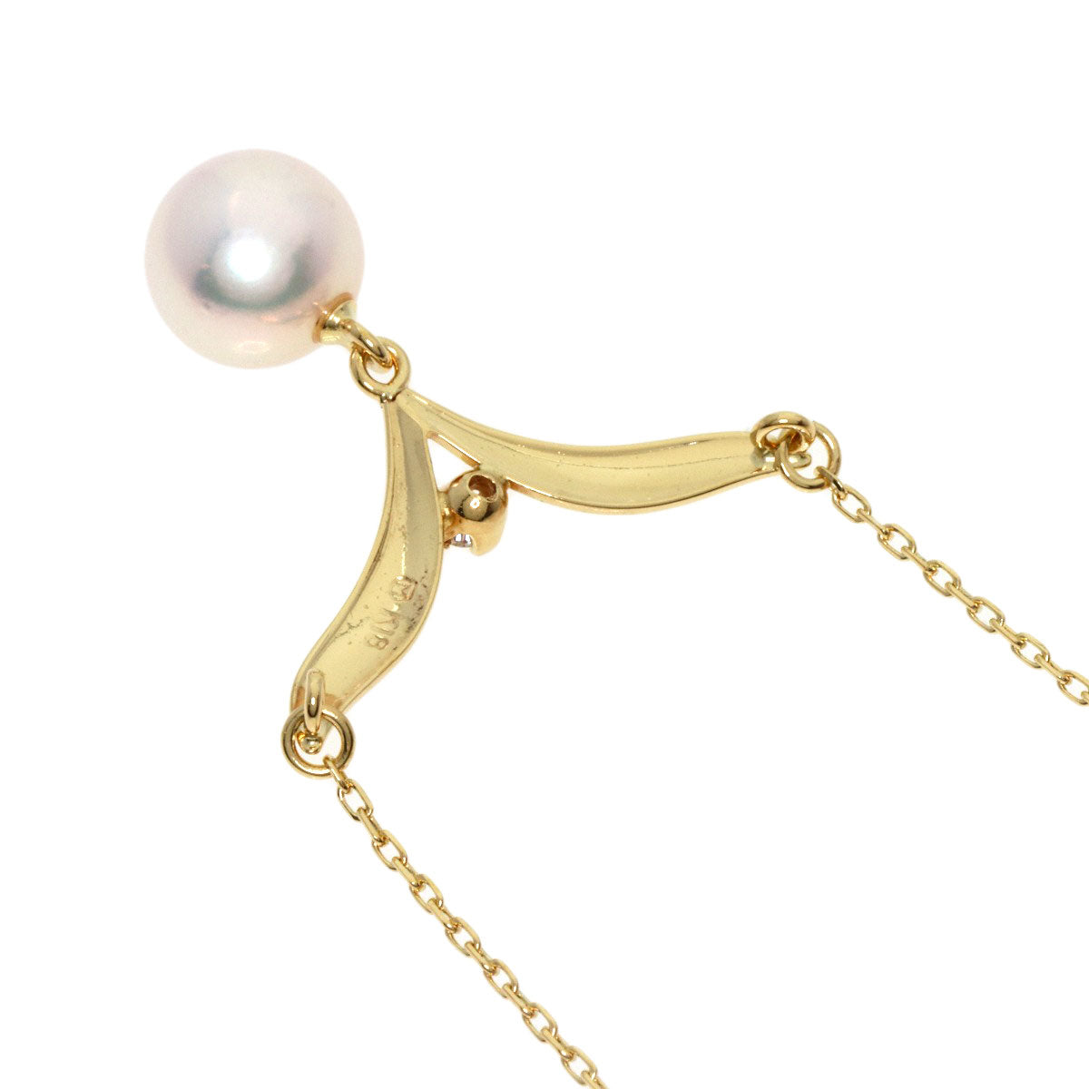 MIKIMOTO   Necklace Pearl Pearl 1P Diamond K18 Yellow Gold Ladies