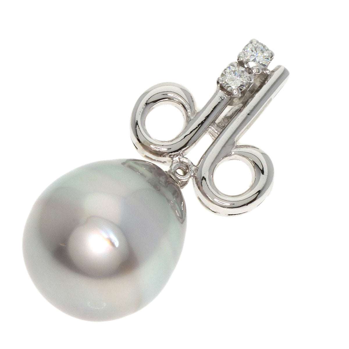 MIKIMOTO   Pendant top Pearl Pearl Diamond K14 White Gold Ladies